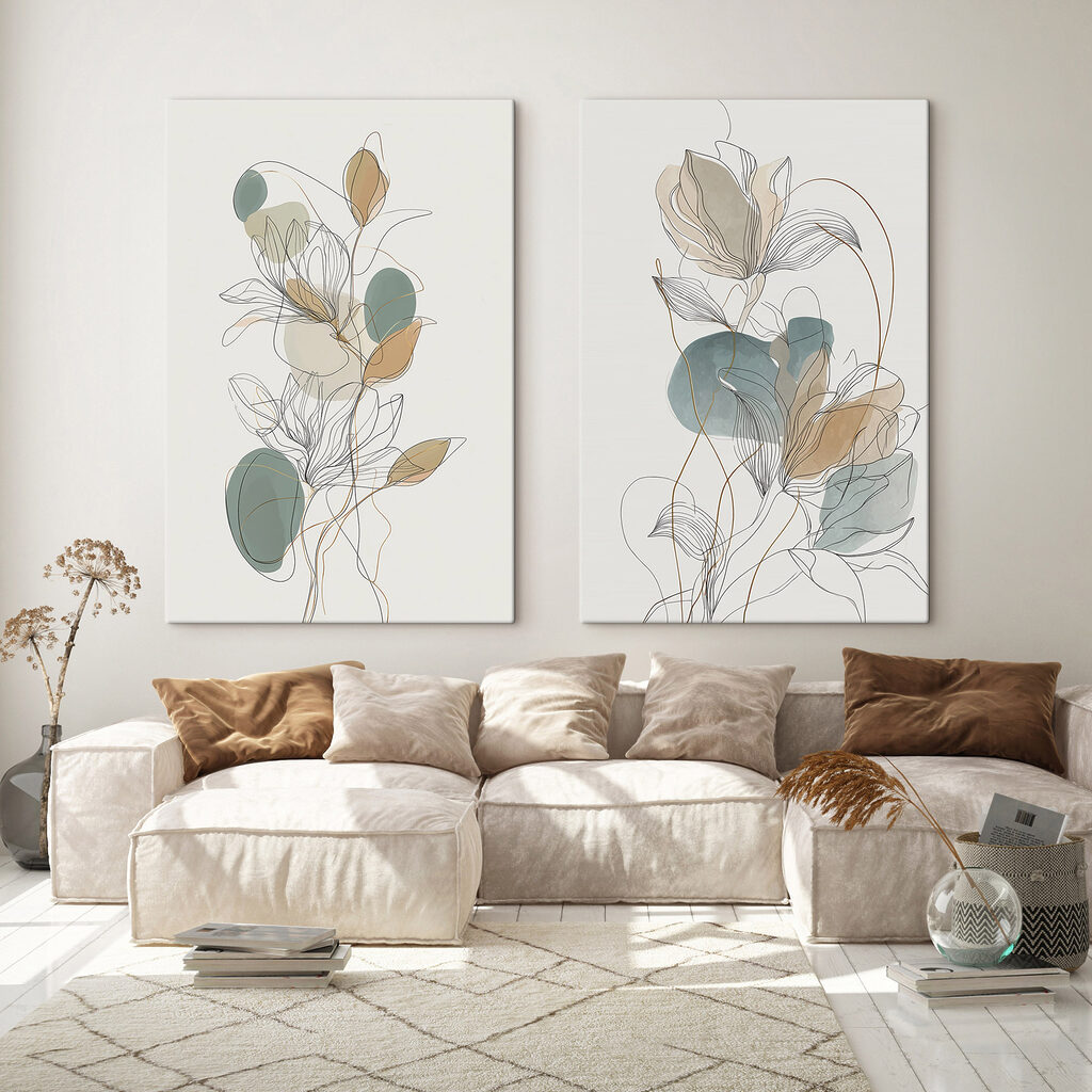 Blüten im Linienspiel in einem Interieur