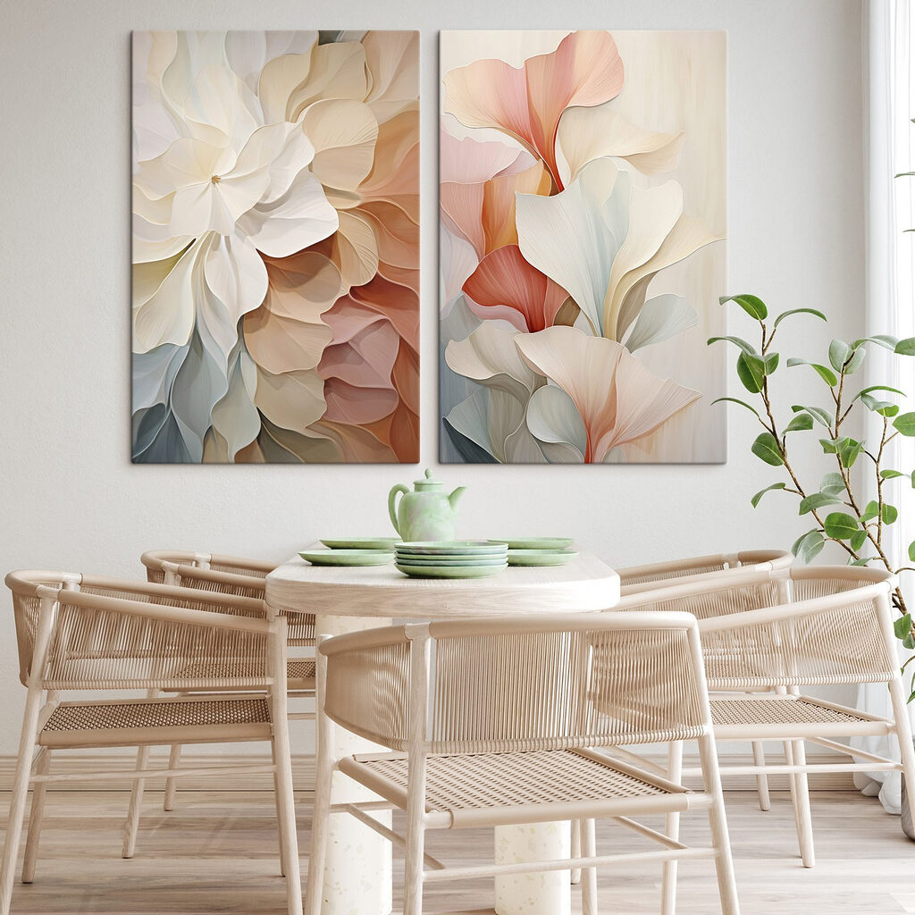 Blütenblätter in sanfter Strömung in einem Interieur