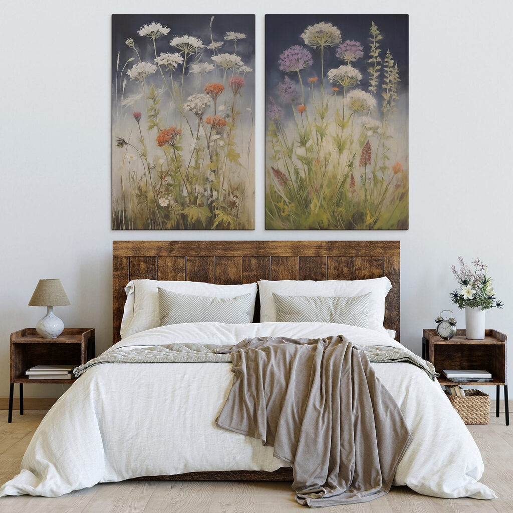 Doldenblüten in der Dämmerung in einem Interieur