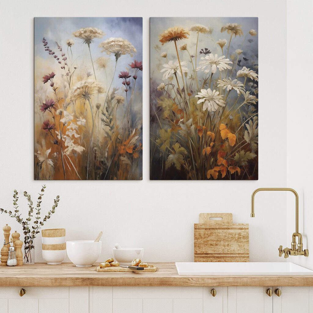Eine sommerliche Blumenwiese in einem Interieur