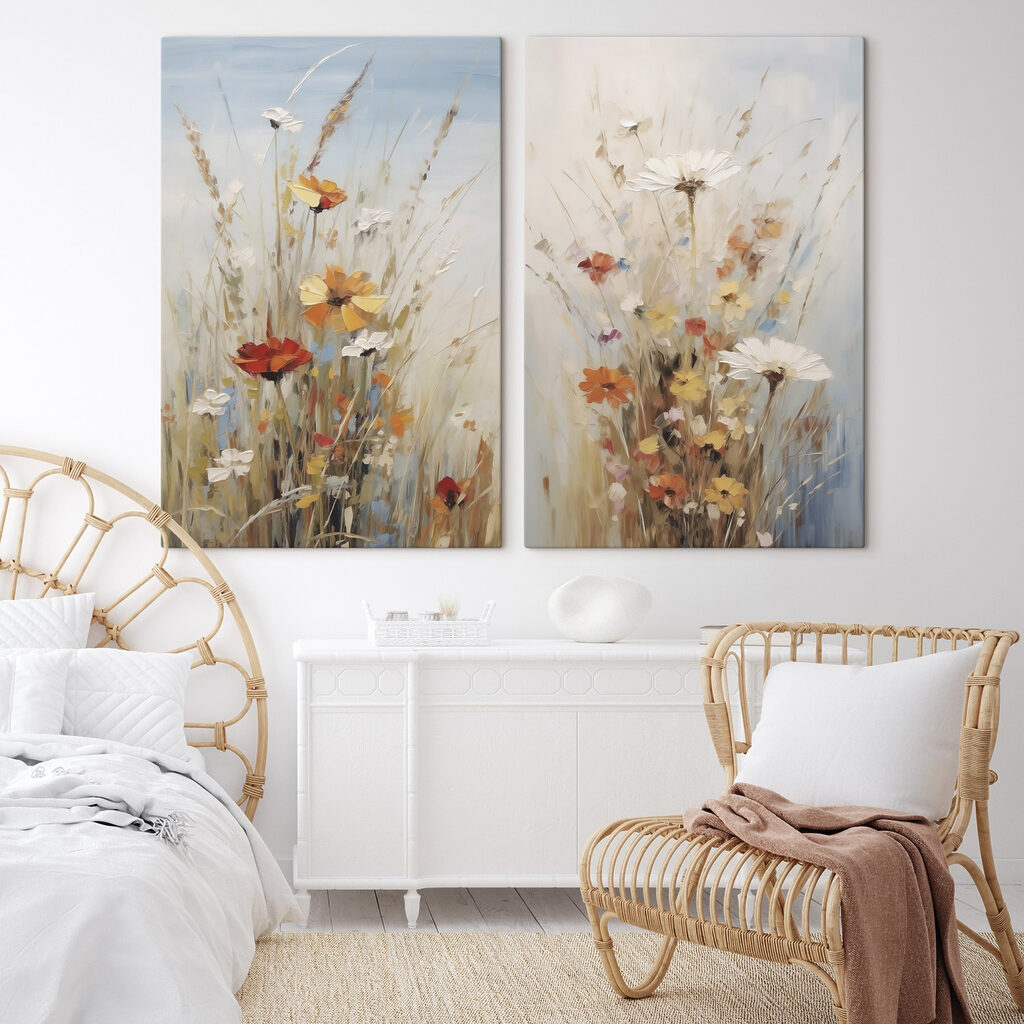 Sommerblumen in lockeren Strichen in einem Interieur