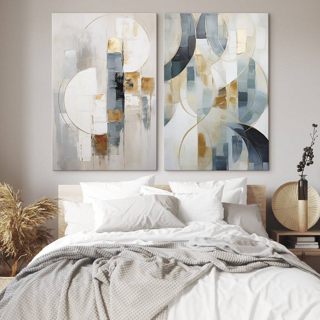 Bögen zwischen blauen Flächen in einem Interieur
