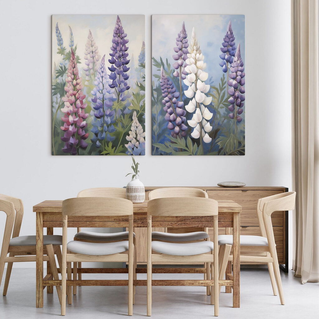 Lupinen im Grünen in einem Interieur