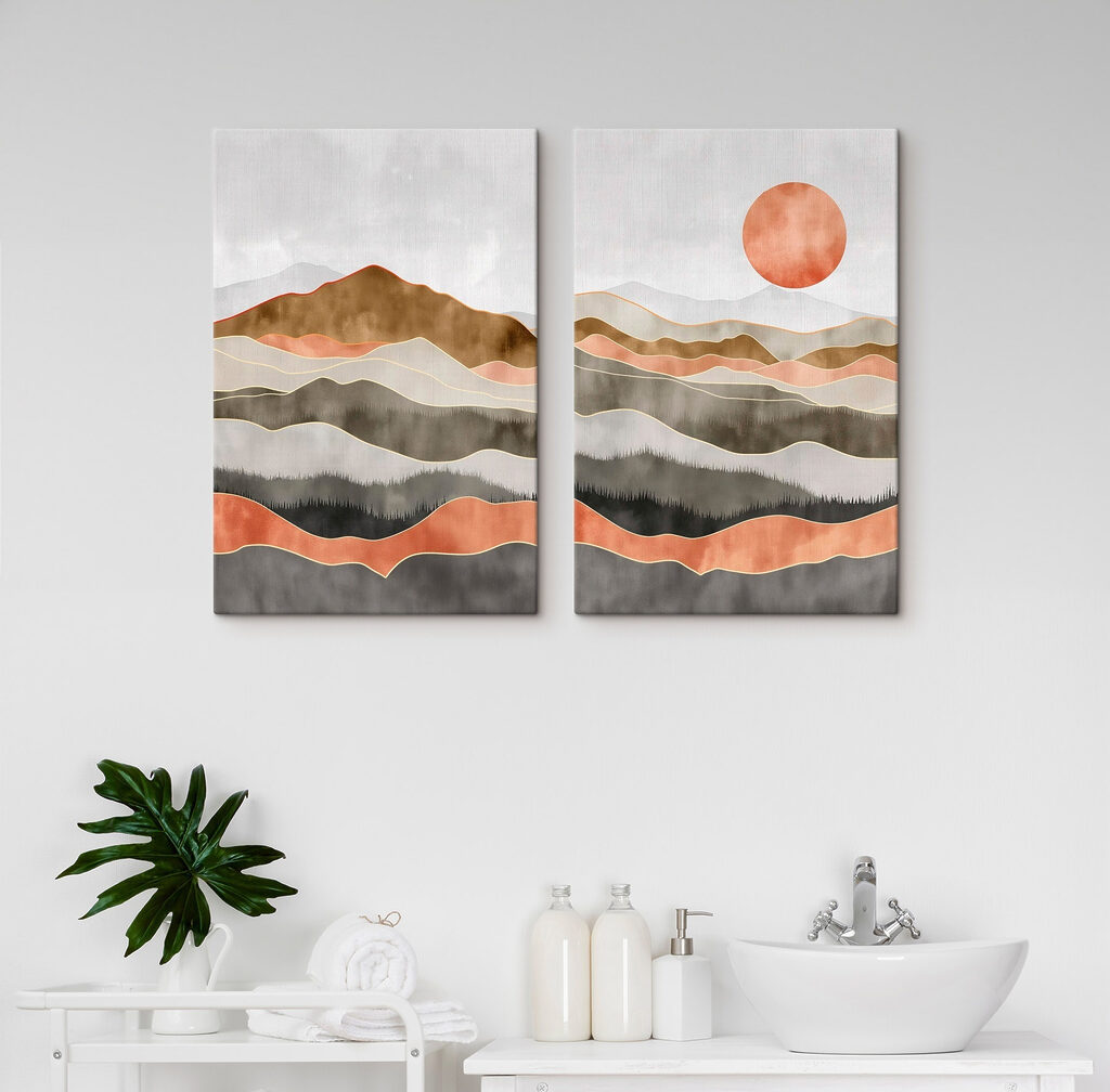 Sonne über Hügelketten in einem Interieur