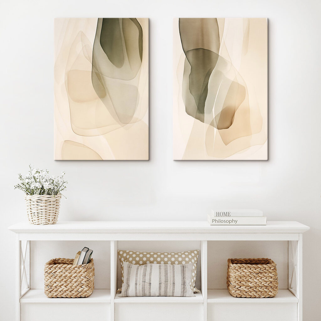 Durchscheinende Formen in Salbeigrün in einem Interieur