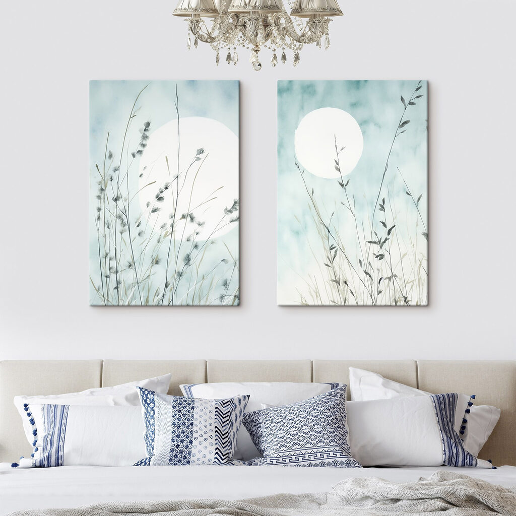 Mondlicht zwischen feinen Gräsern in einem Interieur