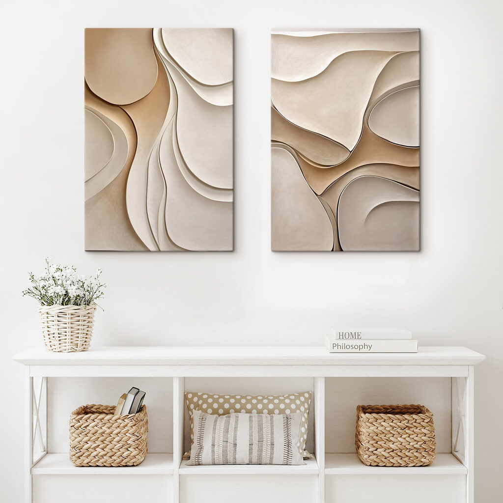 Wellen in warmen Sandtönen in einem Interieur