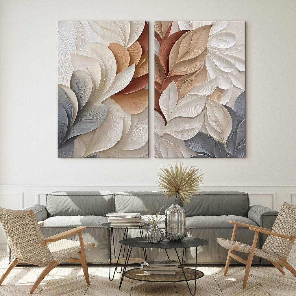Blätter entfalten sich in einem Interieur
