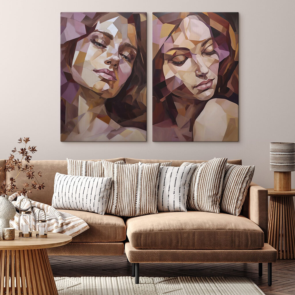 Gesichter in Facetten in einem Interieur