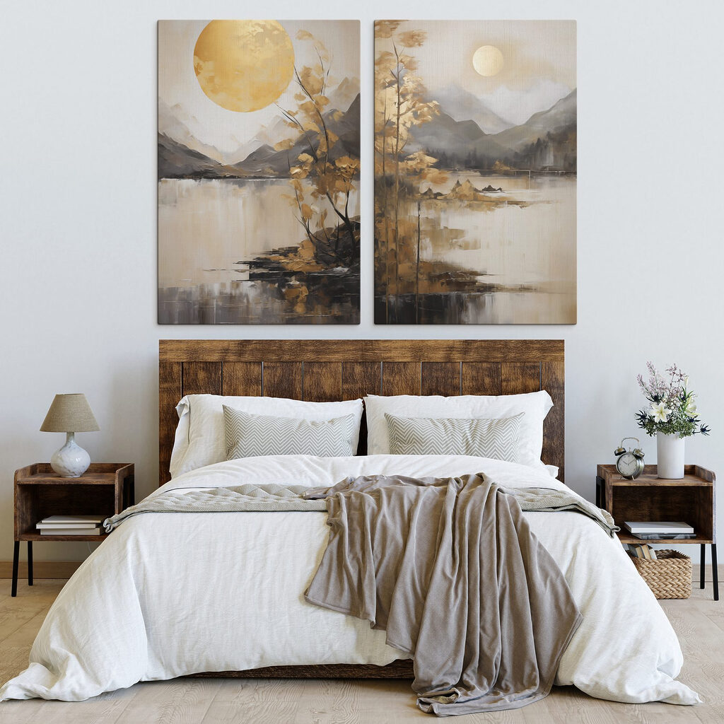 Sonnenlicht am Bergsee in einem Interieur
