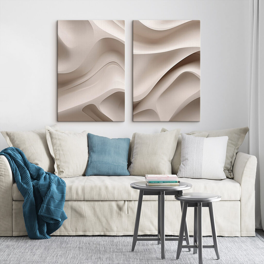 Weiße Wellen mit Schatten in einem Interieur