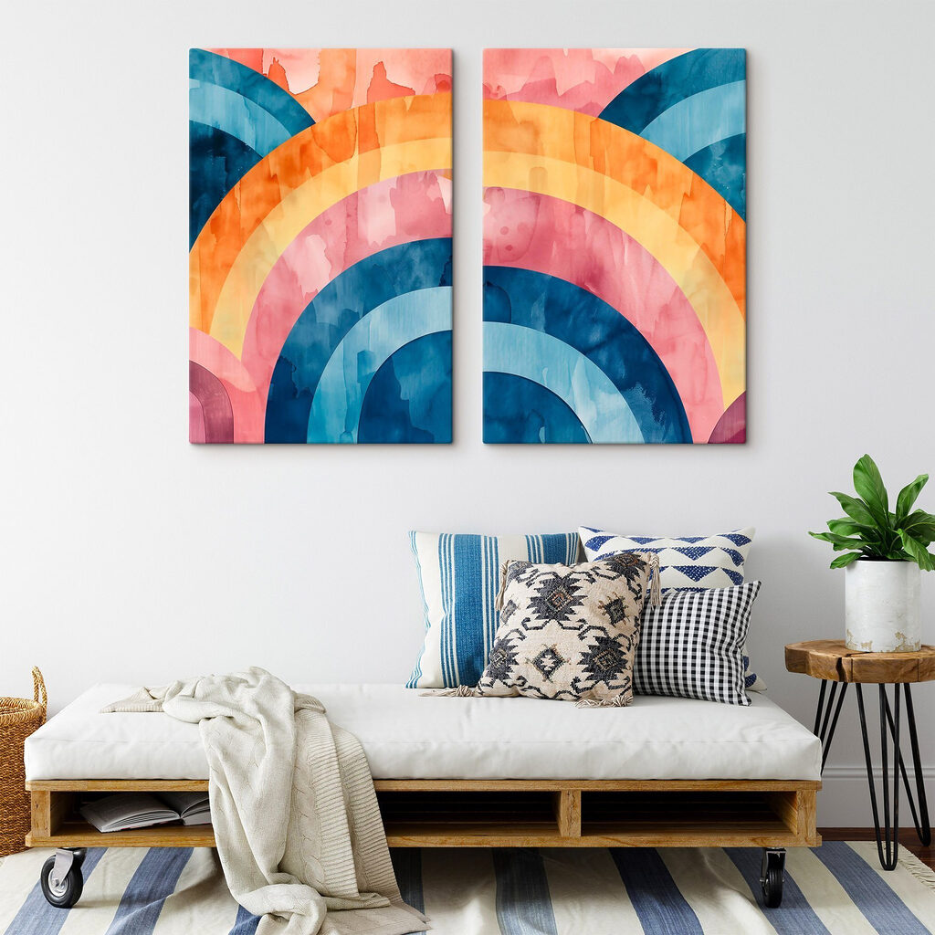 Regenbögen in Aquarell in einem Interieur