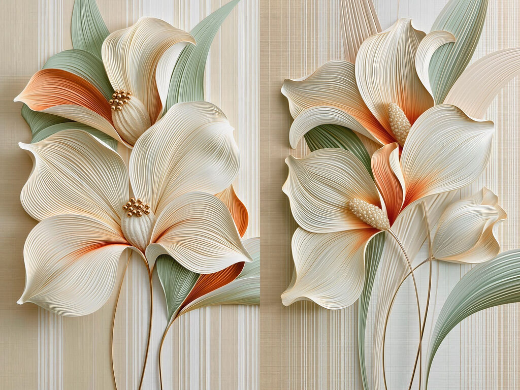 Weiße Blüten mit Adern — ganzes Design