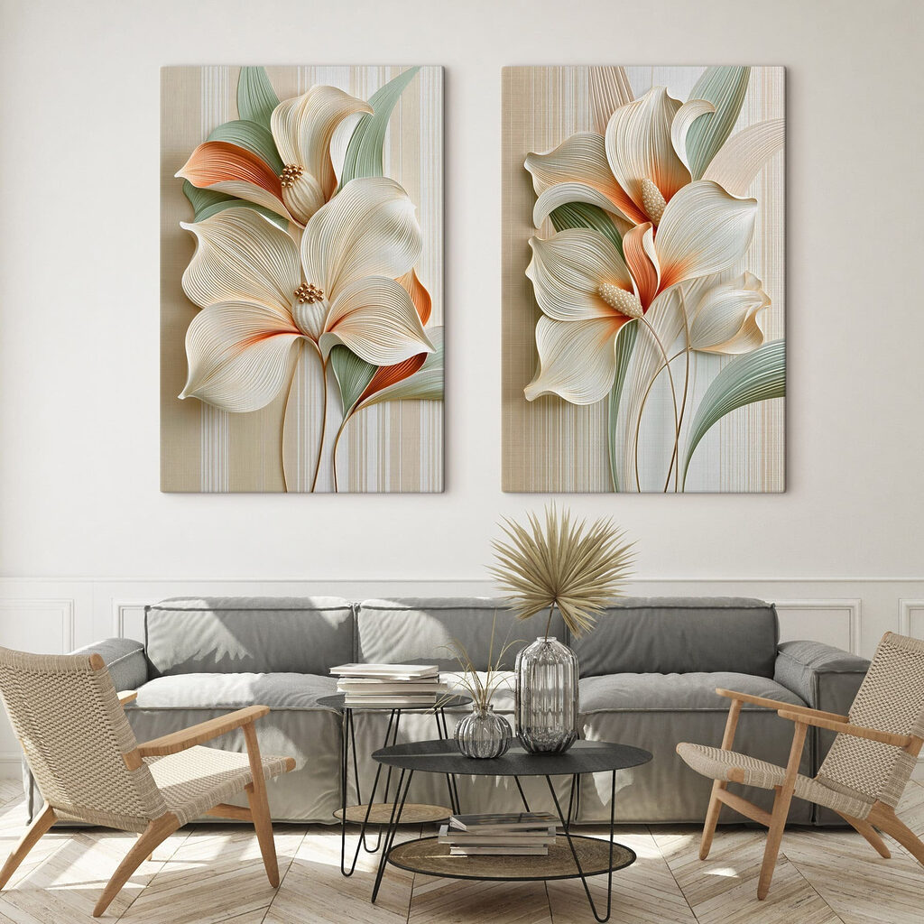 Weiße Blüten mit Adern — Interieur 2