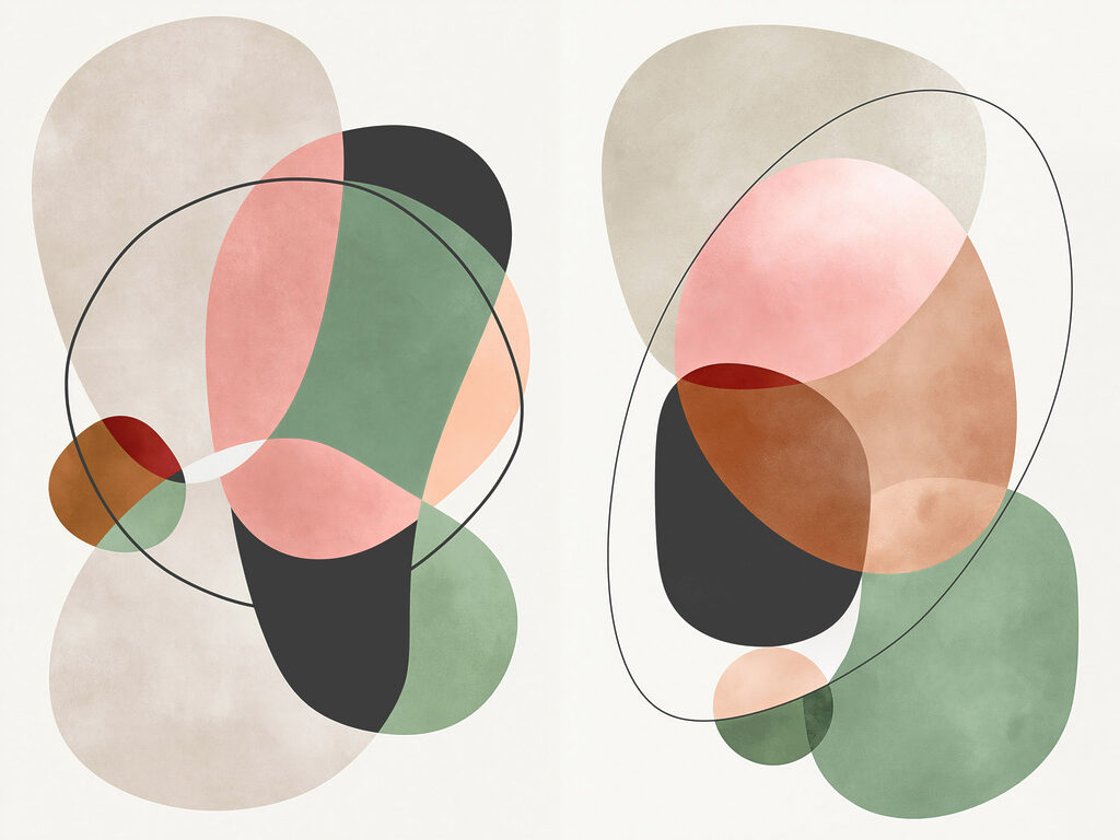 Runde Formen treffen Linien — ganzes Design