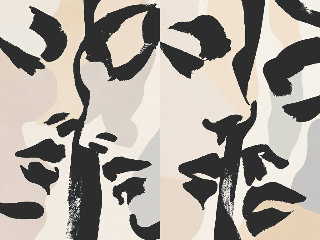 Gesichter aus Pinselstrichen — ganzes Design