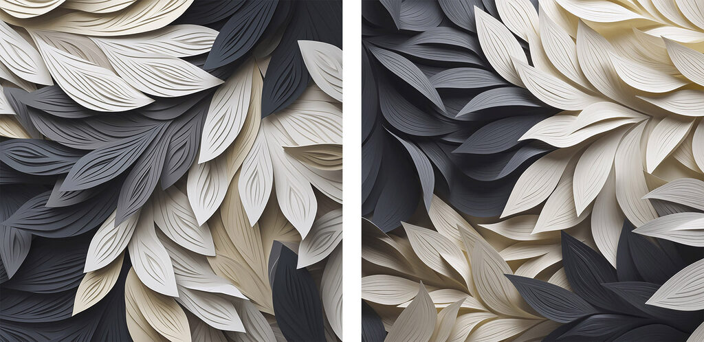 Blätter in Schwarz-Weiß — ganzes Design