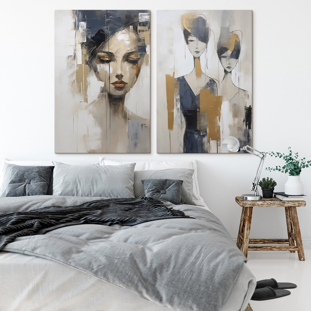 Porträts zwischen hohen Streifen — Interieur 1