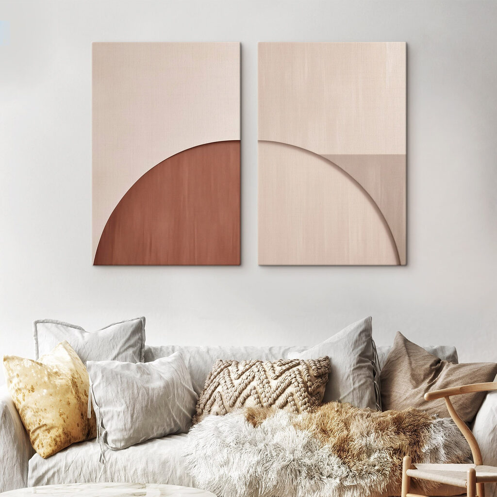 Halbkreis in sanften Tönen in einem Interieur