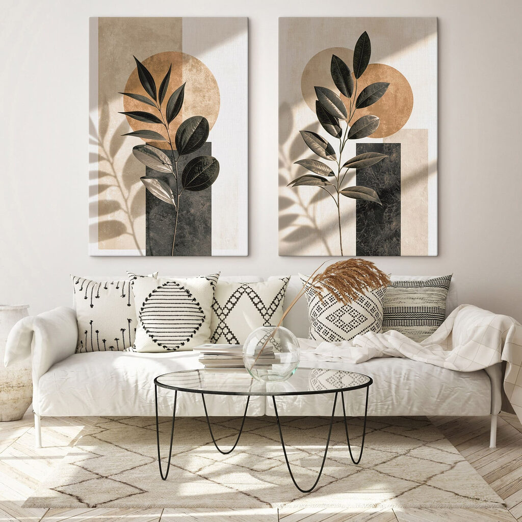 Blätter im Schattenspiel in einem Interieur