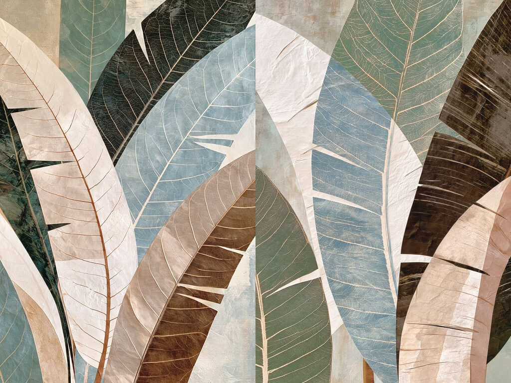 Blätter in gedämpften Farben — ganzes Design