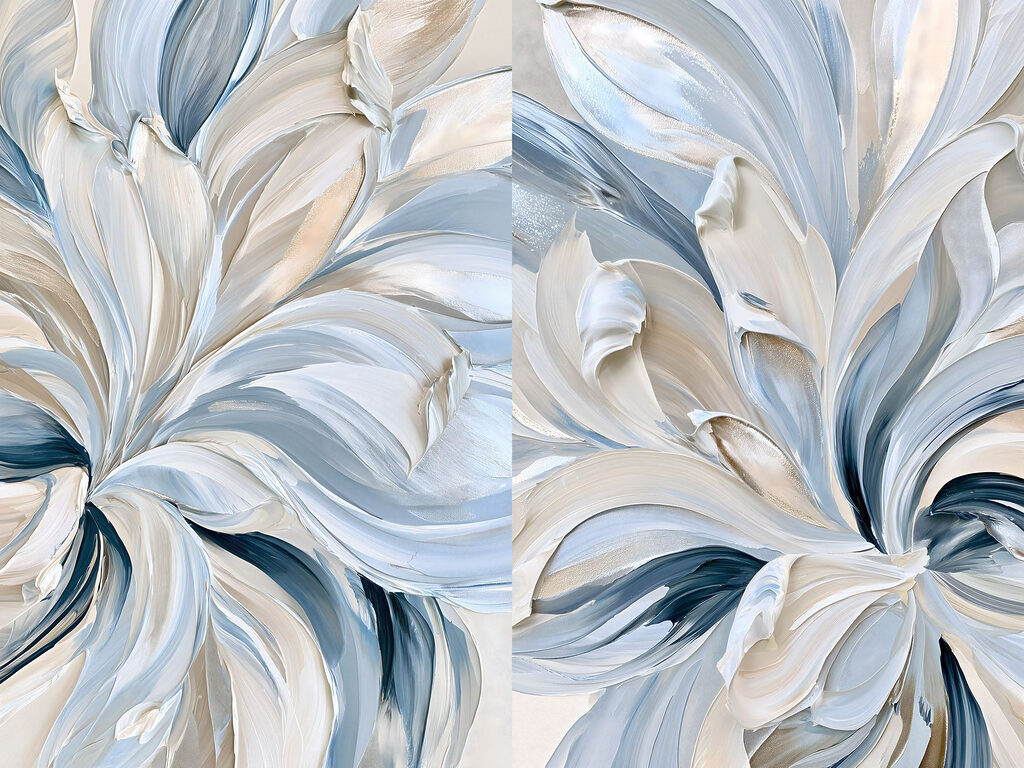 Wirbel in zartem Blau — ganzes Design