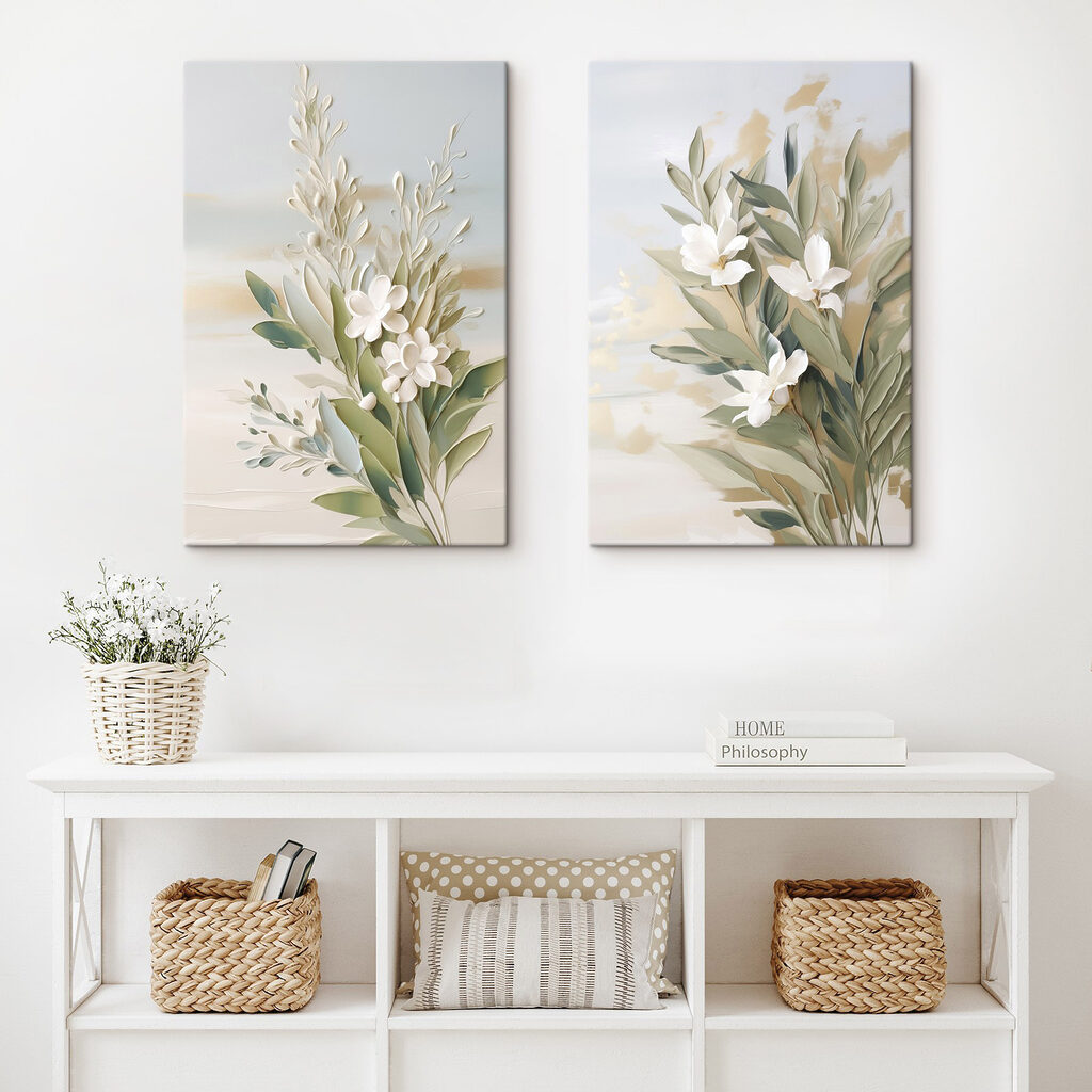 Weiße Blüten über Salbeigrün — Interieur 1