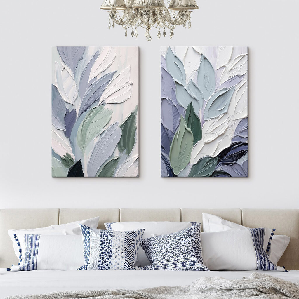 Pastellblätter in breiten Strichen in einem Interieur
