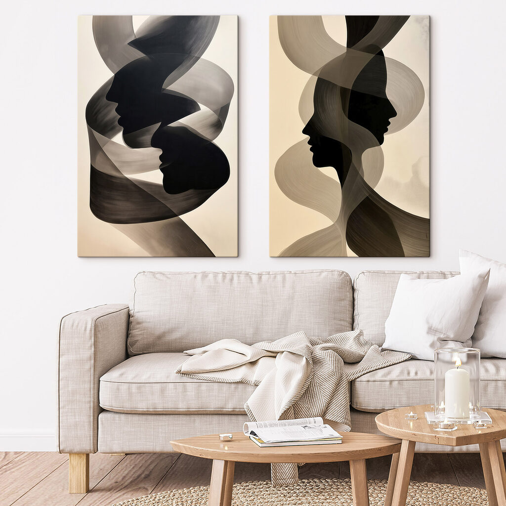 Profile aus dunklen Bändern in einem Interieur