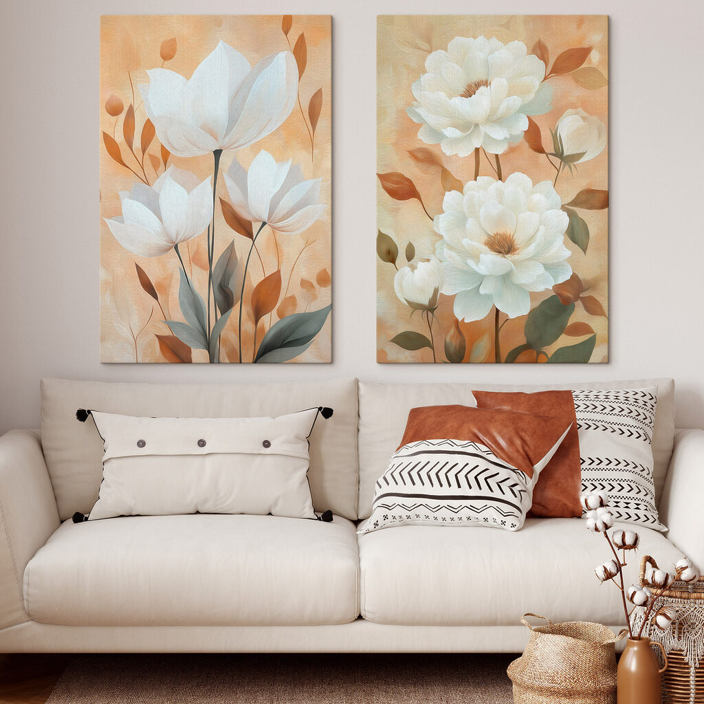 Weiße Blüten auf Orange — Interieur 1