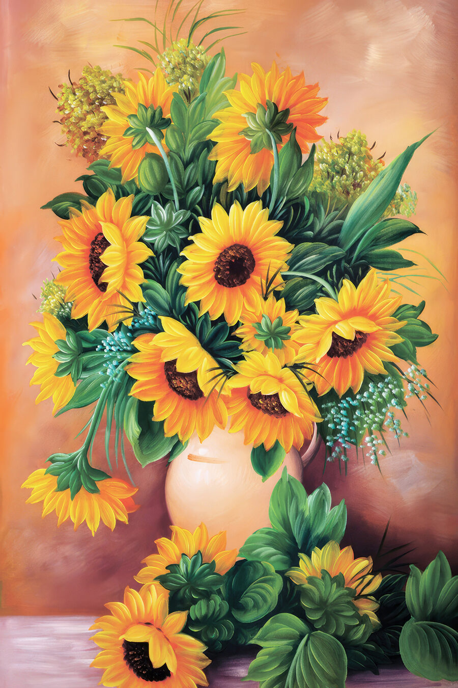 Sonnenblumen in einer Vase — ganzes Design
