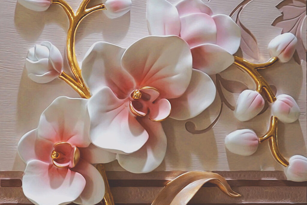 Orchideen im rosa Licht — ganzes Design