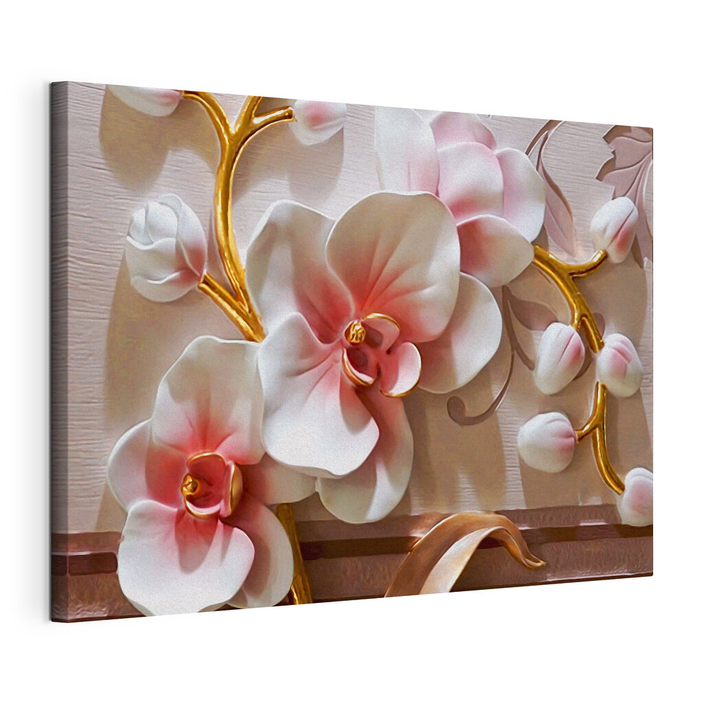 Orchideen im rosa Licht, gespannte Leinwand mit umlaufender Kante