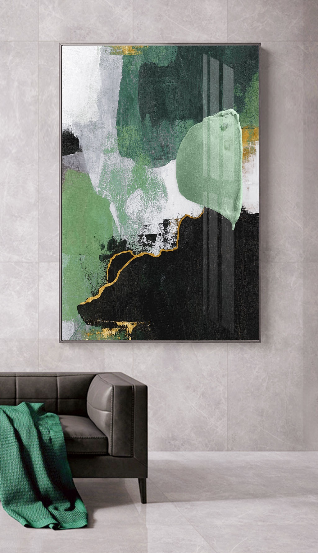 Grüne Flächen mit Gold — Interieur 2