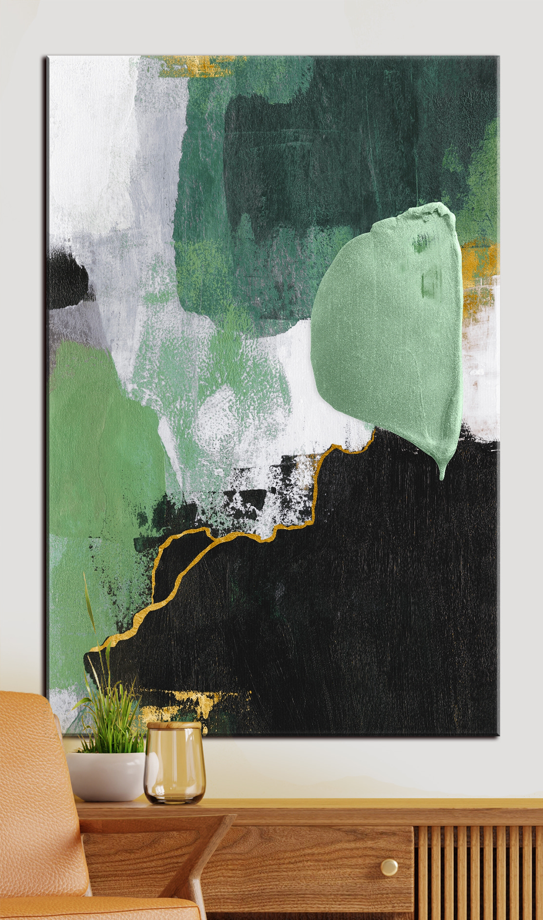 Grüne Flächen mit Gold — Interieur 1