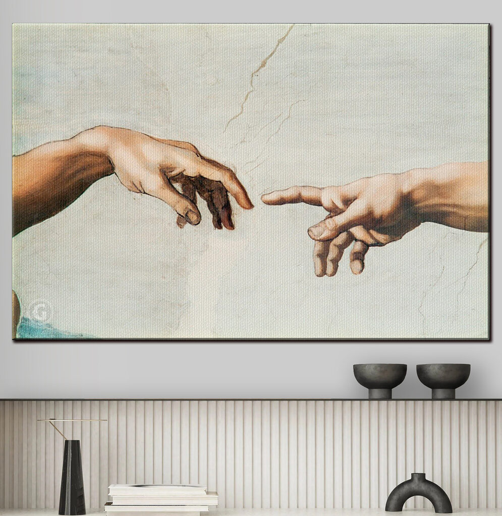 Die Erschaffung Adams in einem Interieur