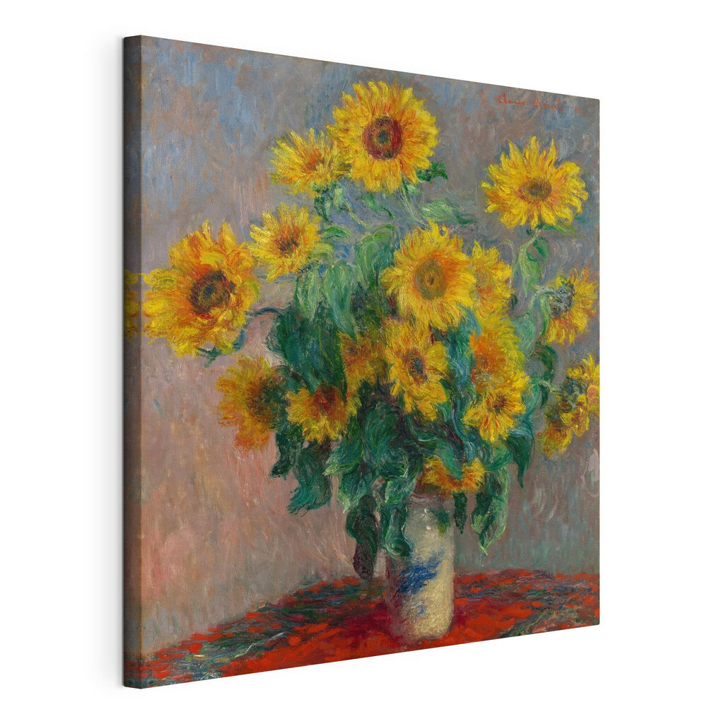 Sonnenblumen im Glas, gespannte Leinwand mit umlaufender Kante