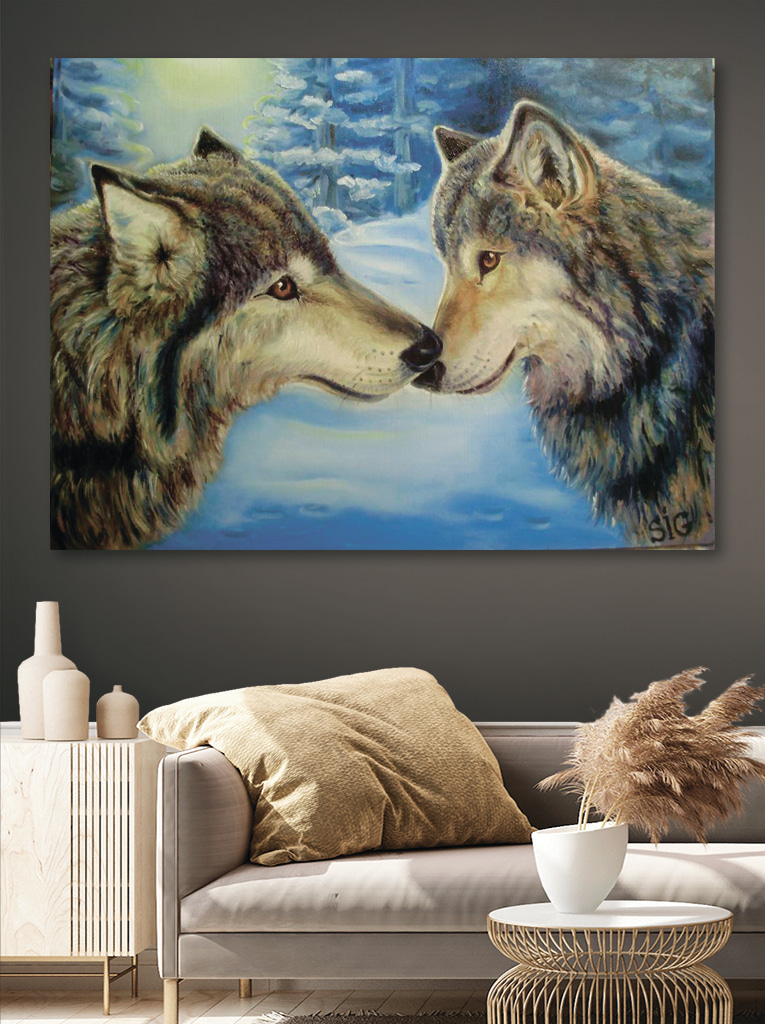 Wölfe Nase an Nase — Interieur 1