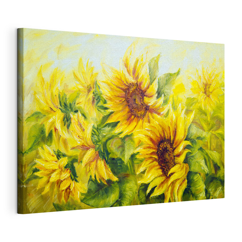 Sonnenblumen in warmem Gelb, gespannte Leinwand mit umlaufender Kante