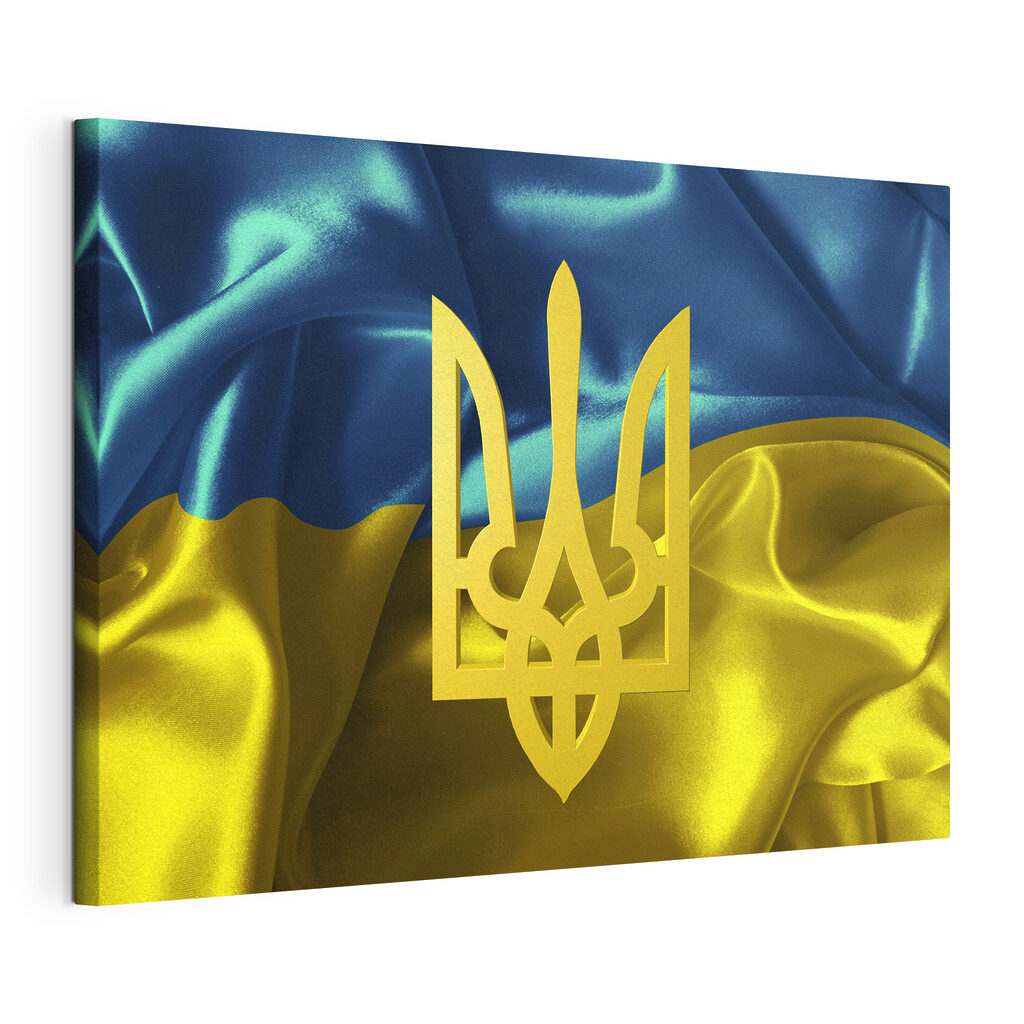 Ukrainische Flagge mit Dreizack — Produktansicht