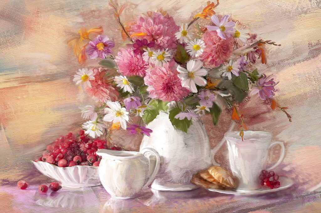 Blumen zum Frühstück — ganzes Design