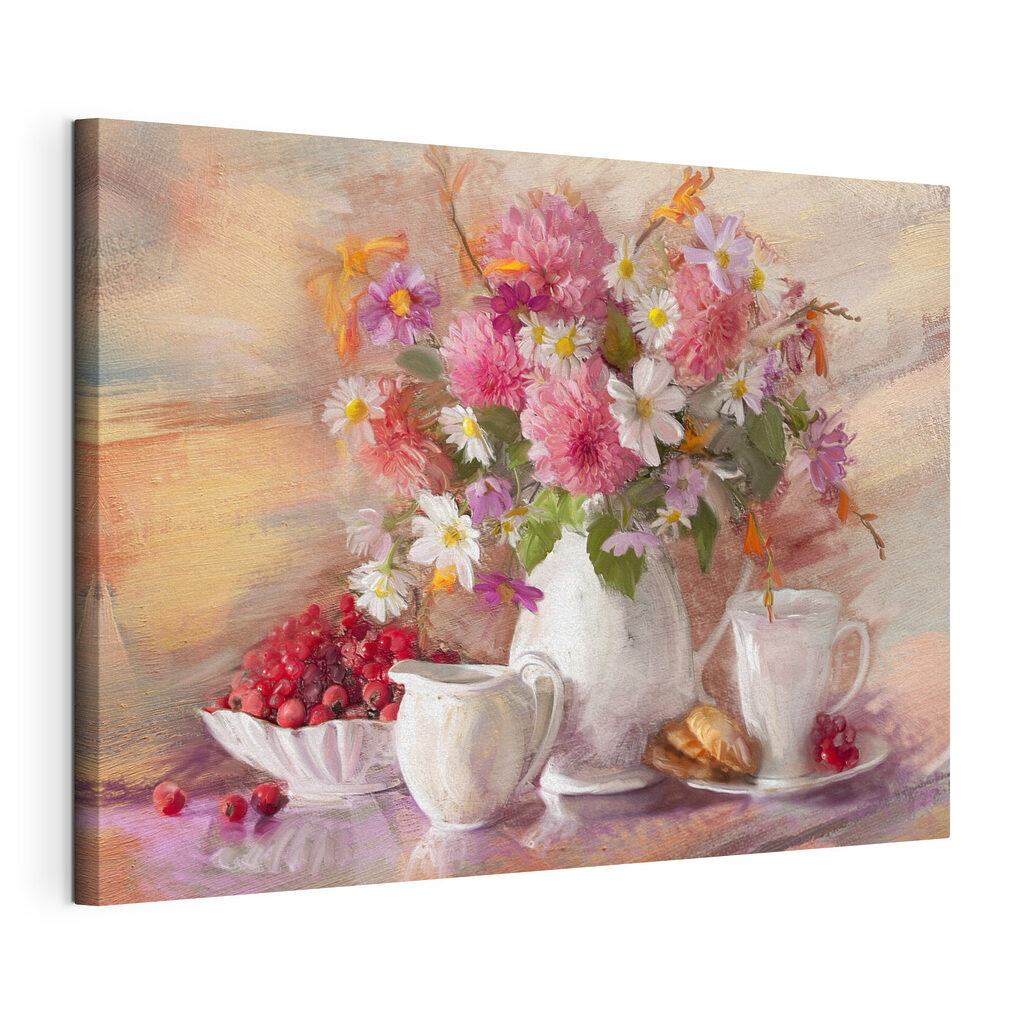 Blumen zum Frühstück, gespannte Leinwand mit umlaufender Kante