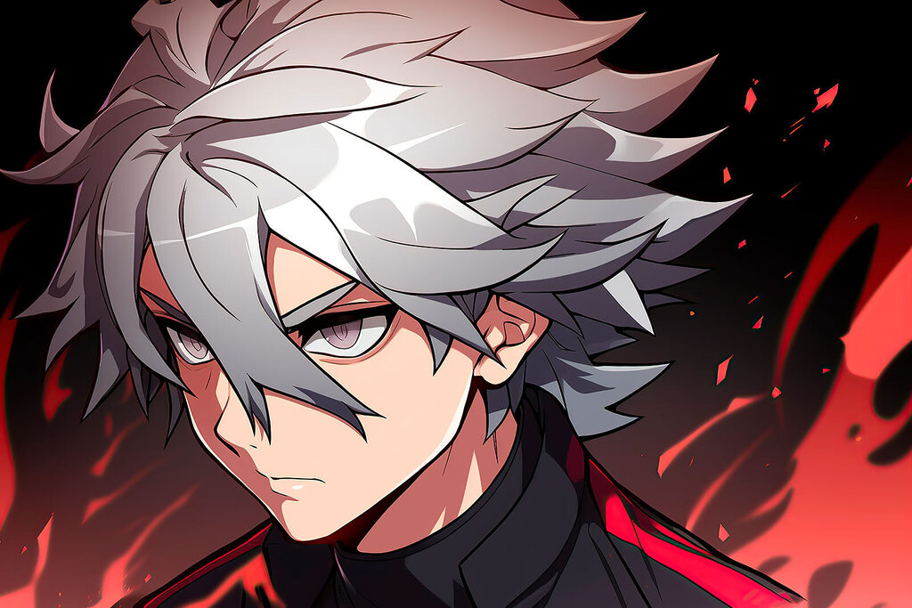 Anime-Figur in rotem Licht — ganzes Design