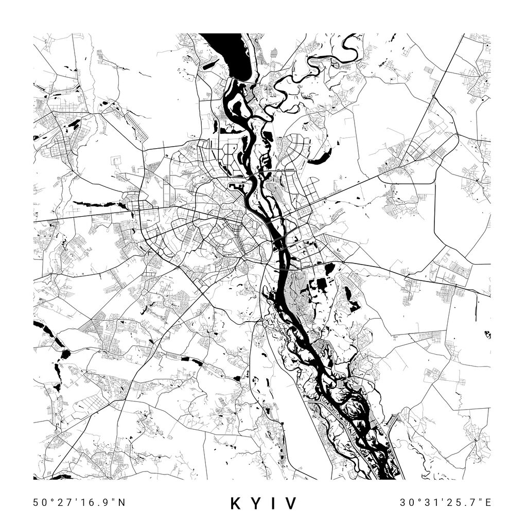 Stadtplan von Kyjiw — ganzes Design