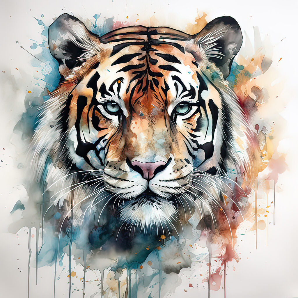 Tiger in kühlen Spritzern — ganzes Design