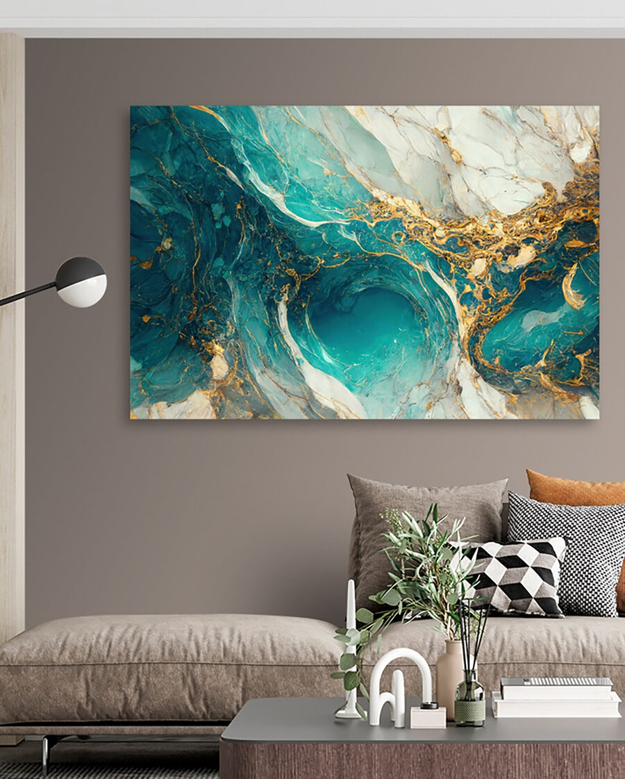 Türkisfarbener Strom mit Gold — Interieur 2