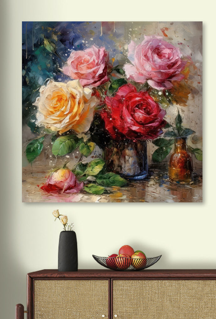 Rosen in Metallvase — Interieur 2