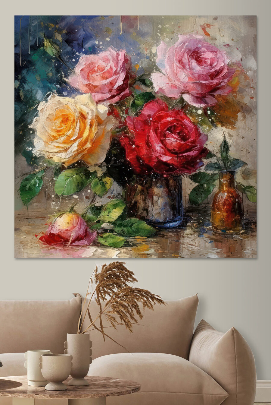 Rosen in Metallvase — Interieur 3