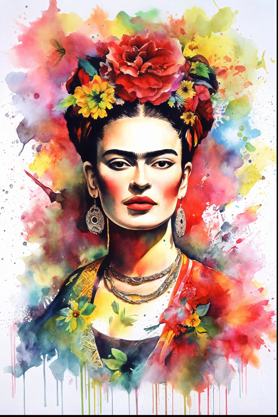 Blumiges Porträt in Aquarell — ganzes Design