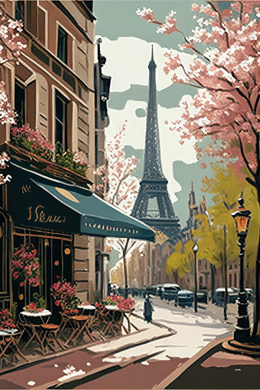 Paris unter rosa Blüten — ganzes Design